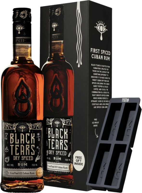 Black Tears Dry Spiced Rum v kartne + forma na ad 40% 0,7l