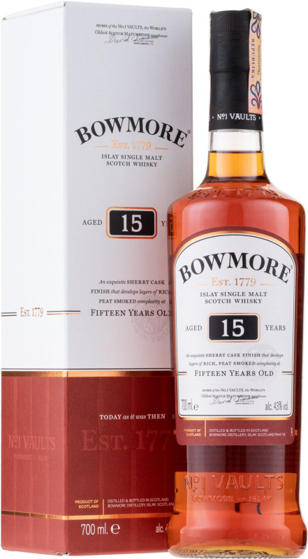 Bowmore 15 roèná 43% 0,7l (darèekové balenie kazeta)