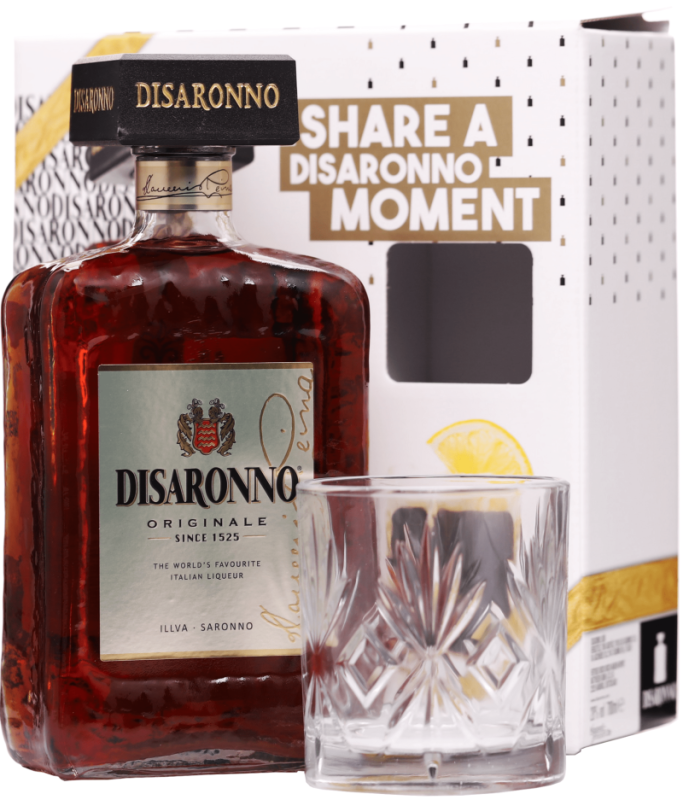 Disaronno + 2 poháre 28% 0,7l (darèekové balenie 2 poháre)