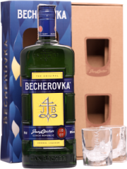 Becherovka + 2 pohre 38% 0,7l (darekov balenie 2 pohre)