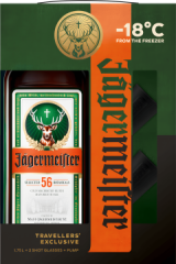 Jgermeister 1,75l + 2 pohre + pumpa 35% (darekov balenie 2 pohre)