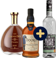 Set Ron Cueva 8 Solera + Doorly's XO + Black Tears Super Dry zadarmo (set 1 x 0.7 l, 1 x 0.7 l, 1 x 0.7 l)