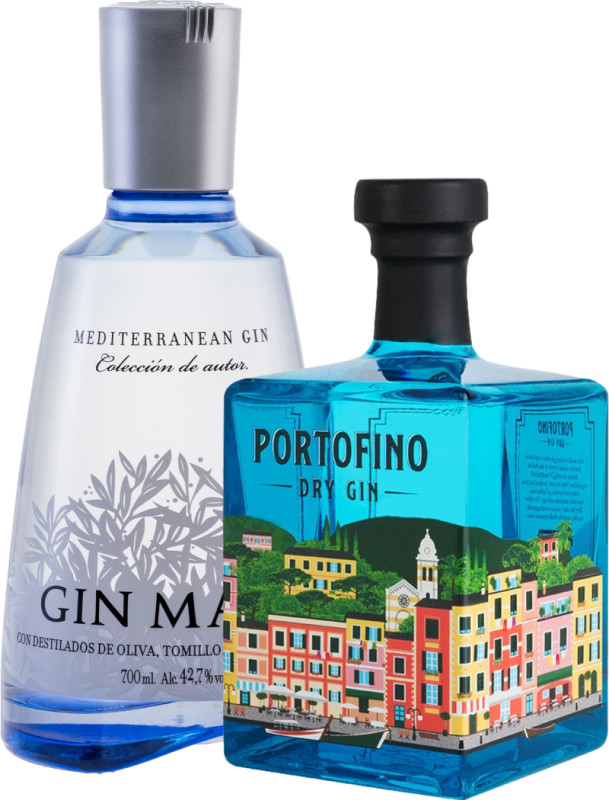 Set Gin Mare + Portofino Dry Gin (set 1 x 0.7 l, 1 x 0.5 l)