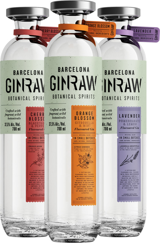Set GinRaw Orange Bloosom Gin +Cherry Bloosom Gin + Lavender Gin (set 1 x 0.7 l, 1 x 0.7 l, 1 x 0.7 l)