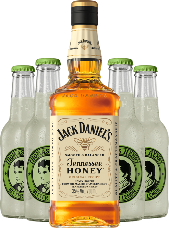 Set Jack Daniel's Honey + 4x Thomas Henry Bitter Lemon (set 1 x 0.7 l, 4 x 0.2 l) Set Jack Daniel's Honey + 4x Thomas Henry Bitter Lemon (set 1 x 0.7 l, 4 x 0.2 l)