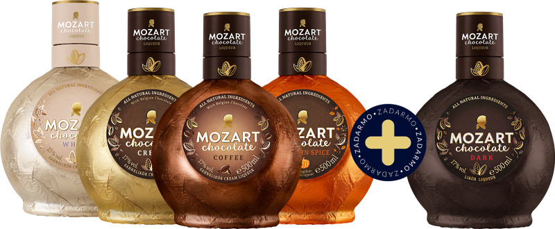 Set Mozart Chocolate Cream + White + Coffee + Pumpkin + Dark zadarmo (set 1 x 0.5 l, 1 x 0.5 l, 1 x 0.5 l, 1 x 0.5 l, 1 x 0.5 l)