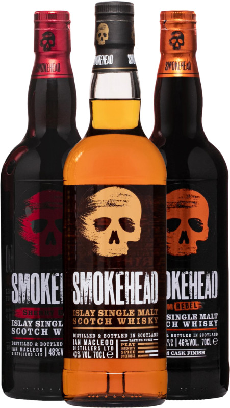 Set Smokehead + Rum Rebel + Sherry Bomb (set 1 x 0.7 l, 1 x 0.7 l, 1 x 0.7 l)